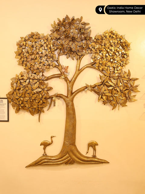 74" Super Large Brass Tree of Life with Five Different Leaves Design | Wall Mounted