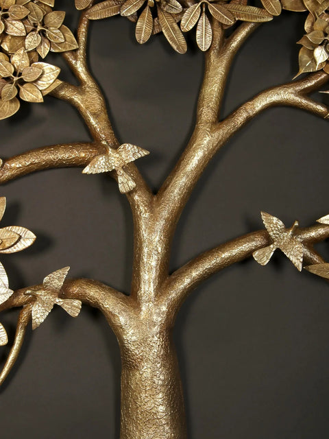 74" Super Large Brass Tree of Life with Five Different Leaves Design | Wall Mounted