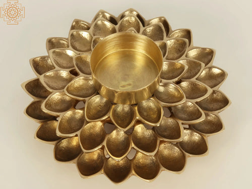 5" Brass Lotus Tealight Holder Handmade Home Decor