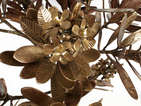 28" Brass Flower Tree with Butterflies