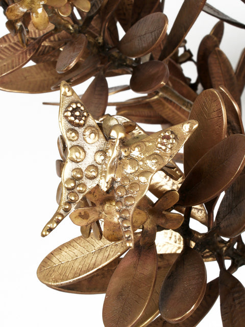 28" Brass Flower Tree with Butterflies