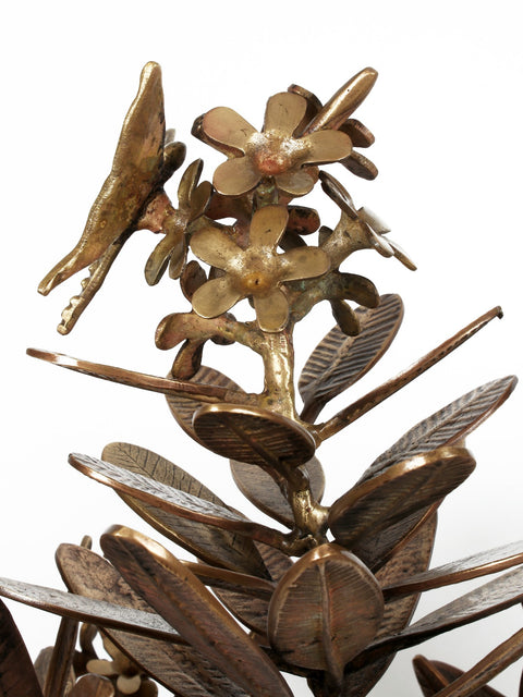 28" Brass Flower Tree with Butterflies