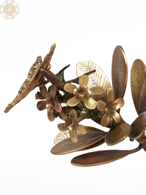 28" Brass Flower Tree with Butterflies