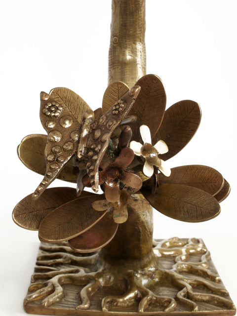 28" Brass Flower Tree with Butterflies