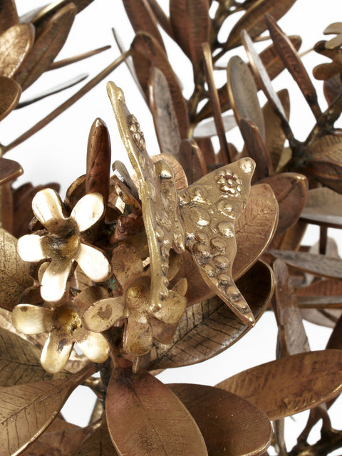 28" Brass Flower Tree with Butterflies