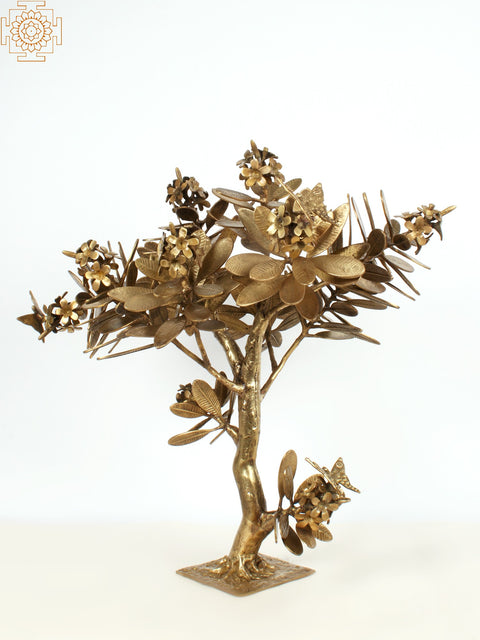 27" Guava Tree with Butterflies in Brass