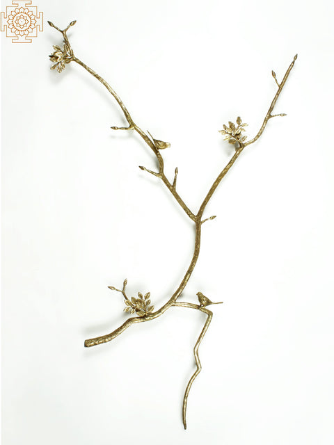 56'' Large Birds in Branch Door Handle | Brass