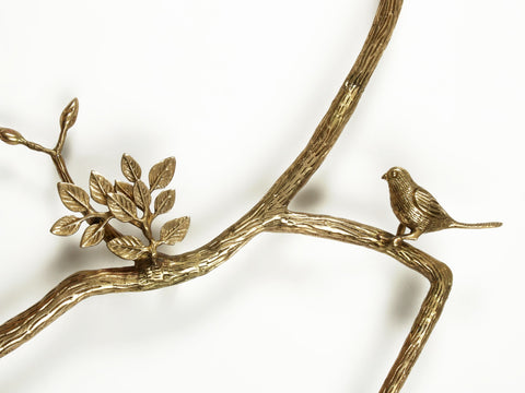 56'' Large Birds in Branch Door Handle | Brass