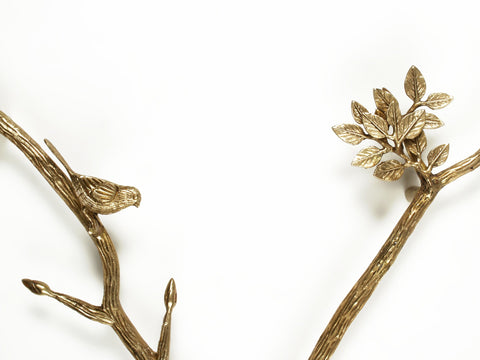 56'' Large Birds in Branch Door Handle | Brass