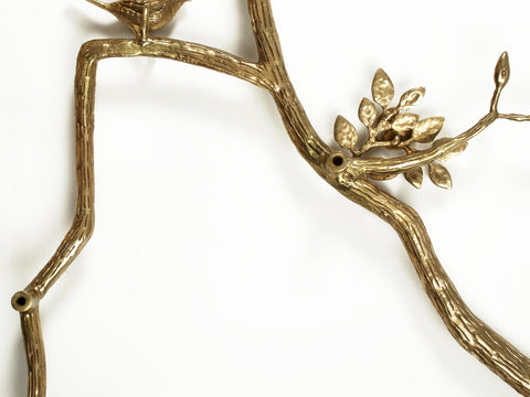 56'' Large Birds in Branch Door Handle | Brass