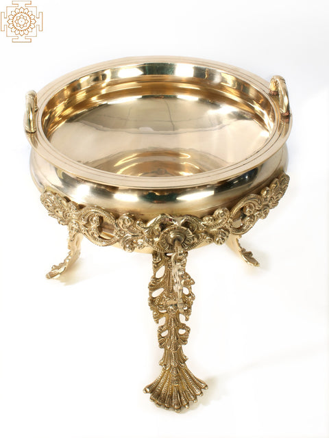 11" Superfine Brass Designer Urli with Stand