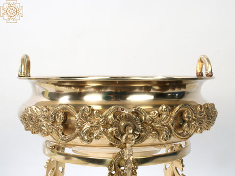 11" Superfine Brass Designer Urli with Stand