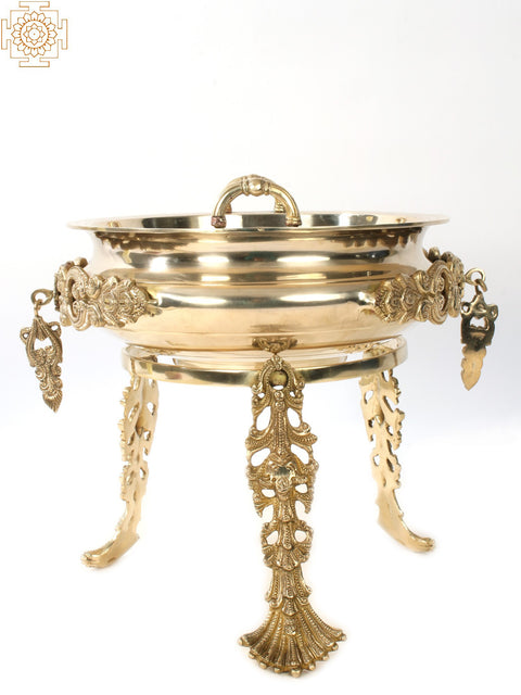 11" Superfine Brass Designer Urli with Stand