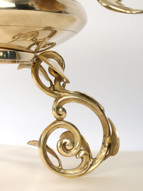 19" Superfine Brass Urli with Leaves Design Stand