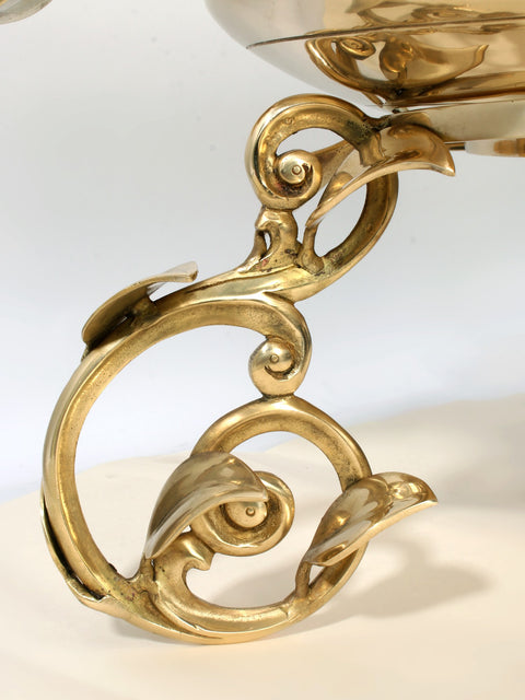 19" Superfine Brass Urli with Leaves Design Stand
