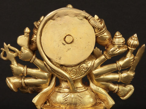 Seated Lord Panchamukhi Hanuman Brass Sculpture in Ashirwad Mudra