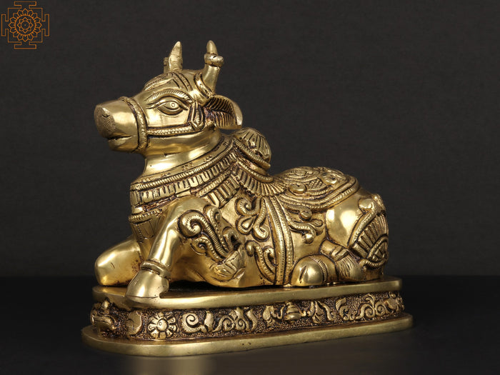 7'' Nandideva Brass Statue - Shiva's Sacred Vahana