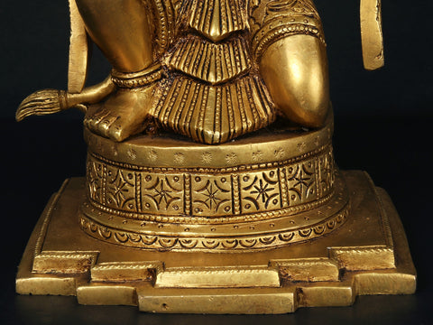 10'' Blessing Lord Hanuman Statue with Mace | Brass Sculpture