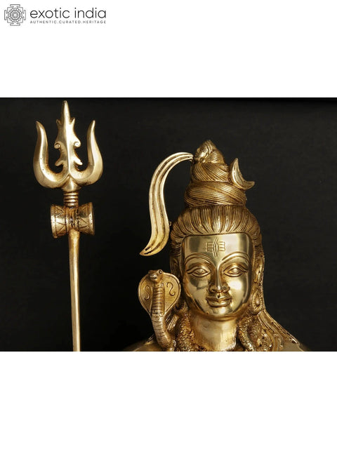 18'' Blessing Lord Mahadeva (Shiva) With Trident | Brass