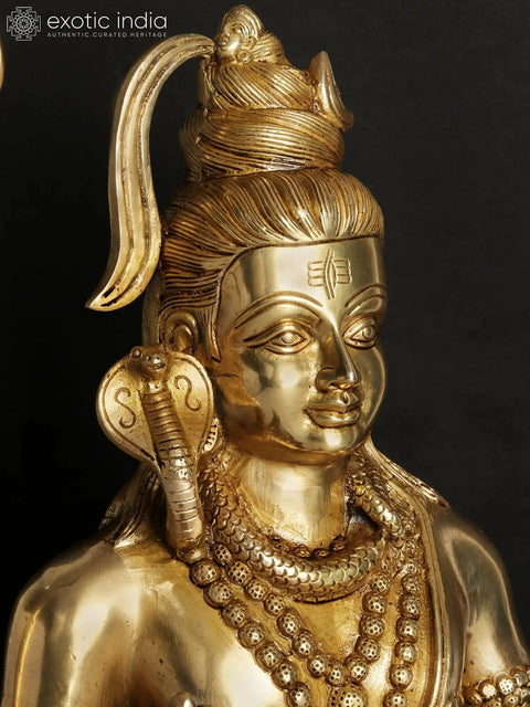 18'' Blessing Lord Mahadeva (Shiva) With Trident | Brass