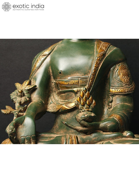 16'' Medicine Buddha With Bowl Of Gems | Brass