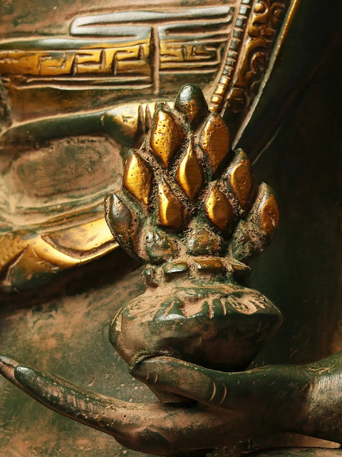 16'' Medicine Buddha With Bowl Of Gems | Brass