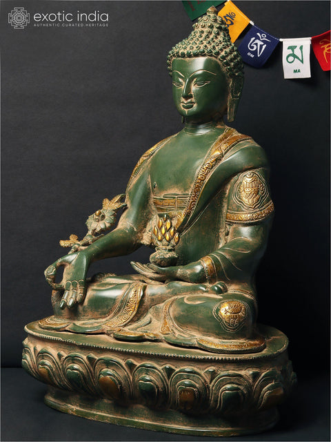 16'' Medicine Buddha With Bowl Of Gems | Brass
