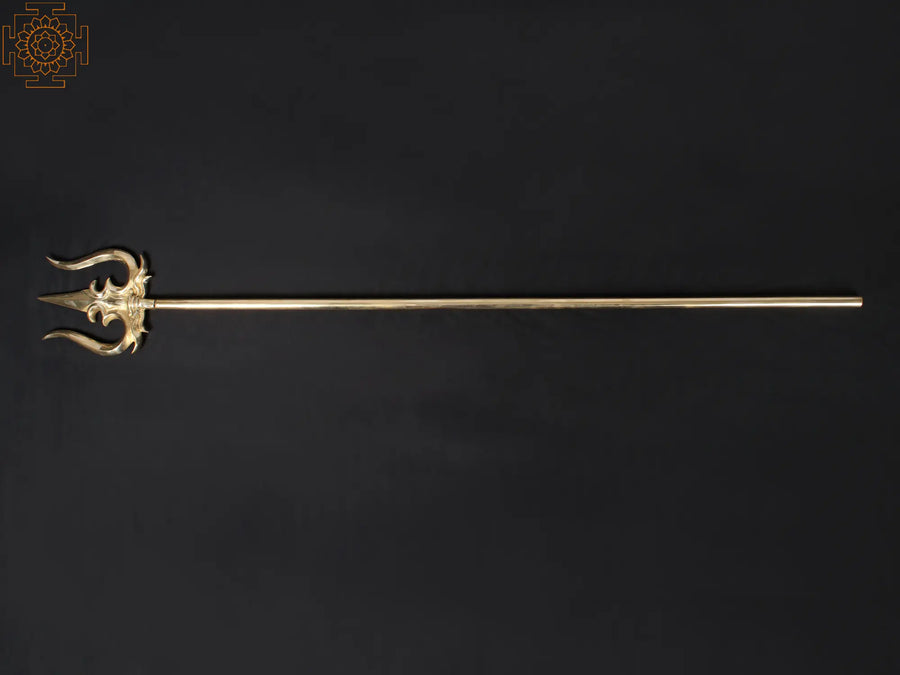 Large Brass Trishul Hindu Trident Statue