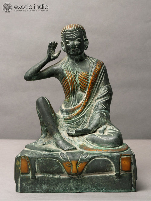 8" Tibetan Siddha Guru Milarepa Brass Statue