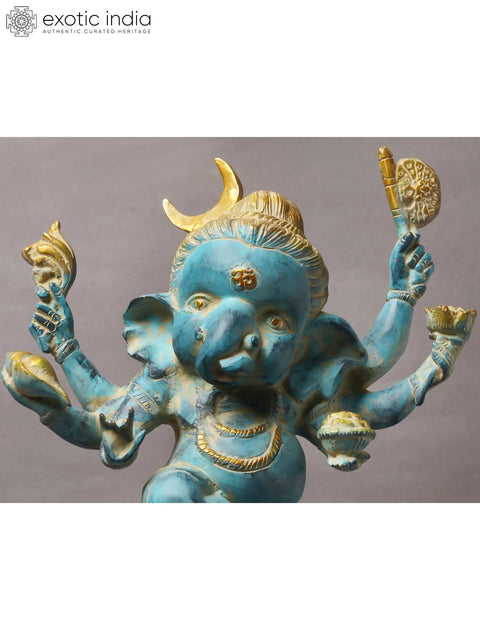 15" Six Armed Dancing Bal Ganesha in Brass