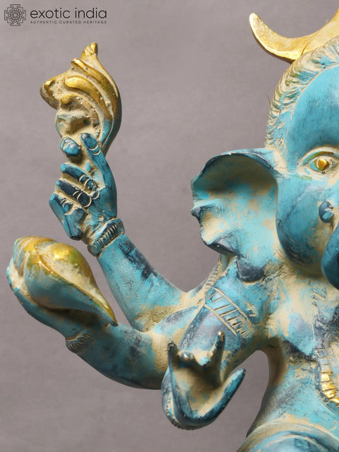 15" Six Armed Dancing Bal Ganesha in Brass