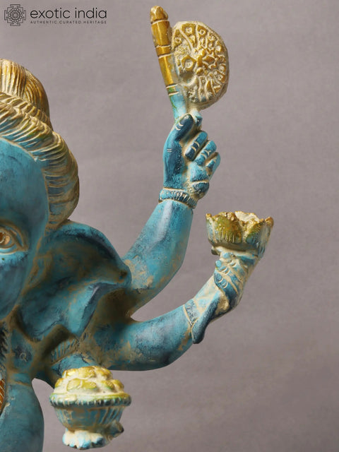15" Six Armed Dancing Bal Ganesha in Brass