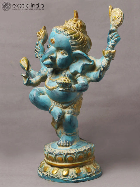 15" Six Armed Dancing Bal Ganesha in Brass