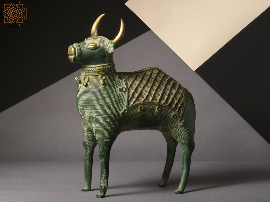 8" Handmade Tribal Nandi Brass Statue