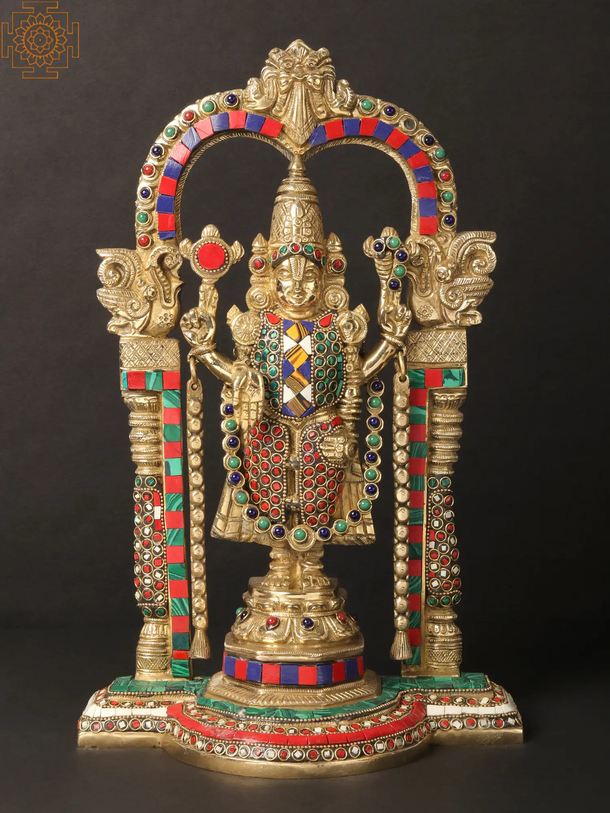 14'' Lord Venkateswara With Arch | Brass With Inlay Work