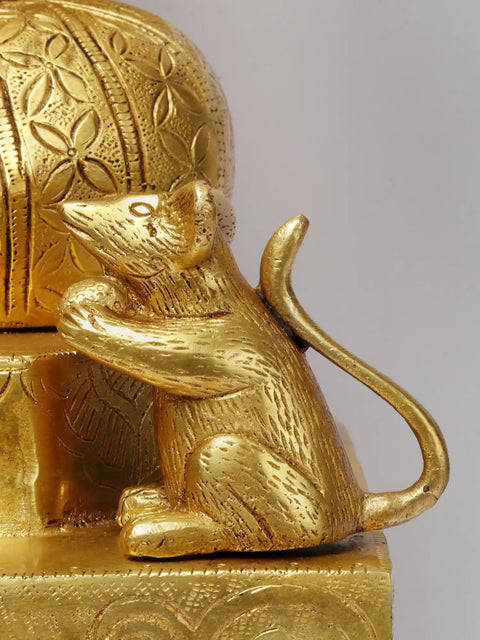 27'' Four-Handed Ganesha On Chowki | Brass Statue