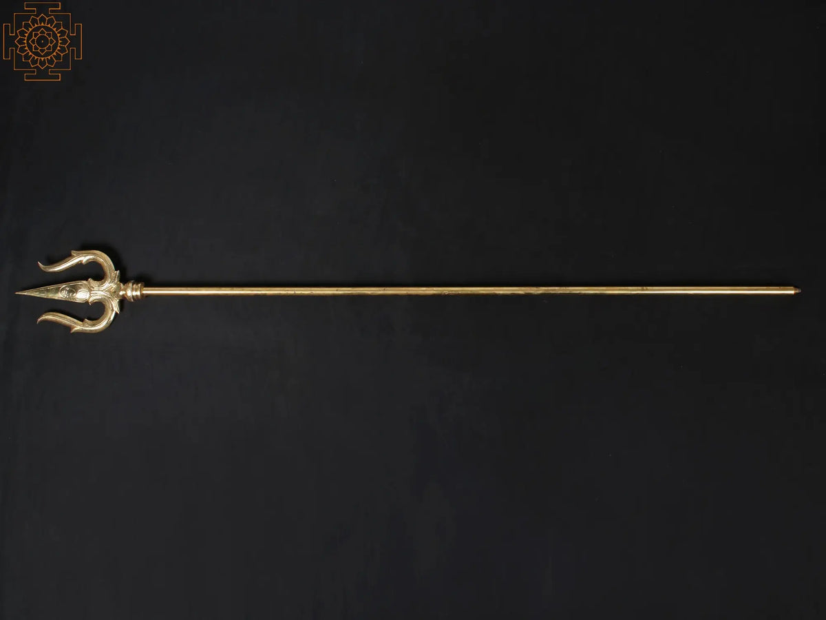 67'' Large Trident With Shiva Tilak and Tamil Om Engraved | Brass