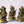 8" Green and Gold Musical Ganeshas in Brass (Set of Three)