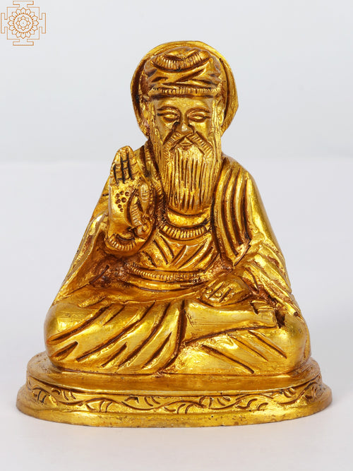 3" Small Guru Nanak Dev Ji Handmade Brass Statue