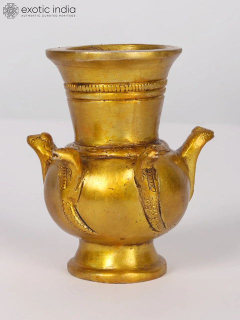3" Brass Kalash with Snakes for Worshipping Lord Shiva