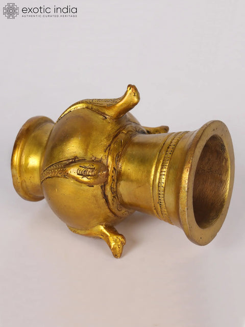 3" Brass Kalash with Snakes for Worshipping Lord Shiva