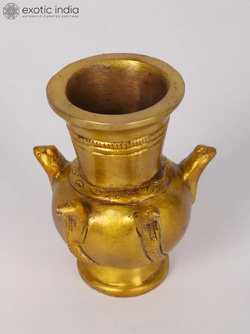 3" Brass Kalash with Snakes for Pooja Statue