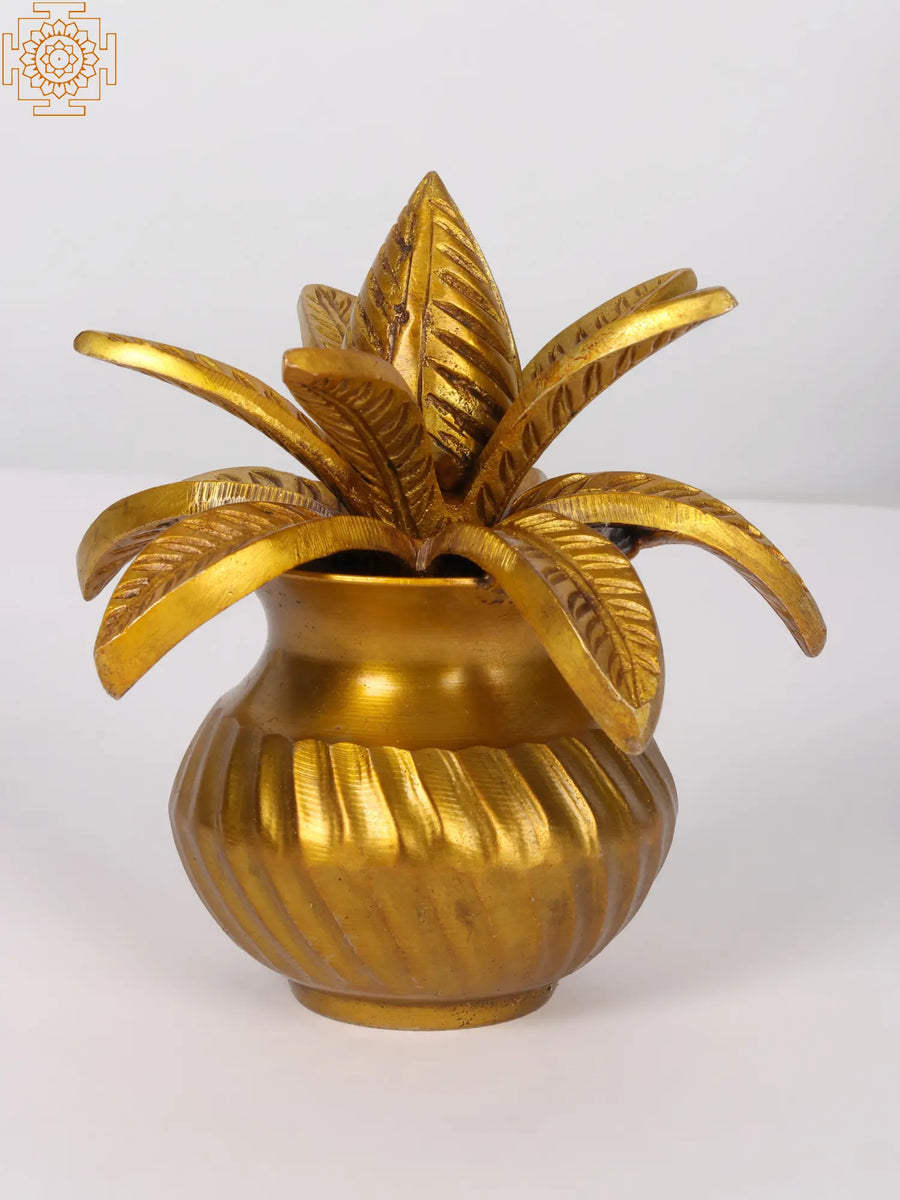 5" Brass Coconut Puja Kalasha Idol for Pooja