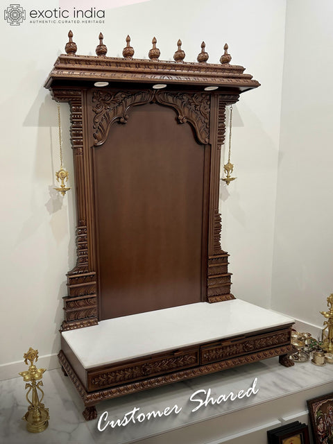 70'' Super Large Hindu Idol Wooden Frame with Lights | Made in India | Wood and Marble