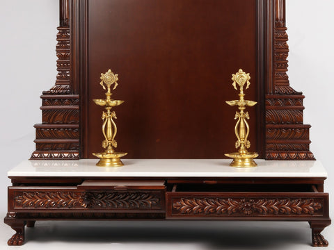 70'' Super Large Hindu Idol Wooden Frame with Lights | Made in India | Wood and Marble
