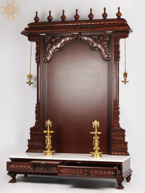 70'' Super Large Hindu Idol Wooden Frame with Lights | Made in India | Wood and Marble