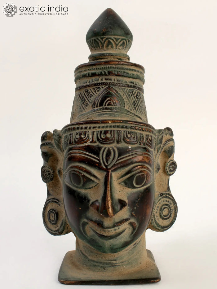 6" Lord Shiva Head Brass Statue for Pooja