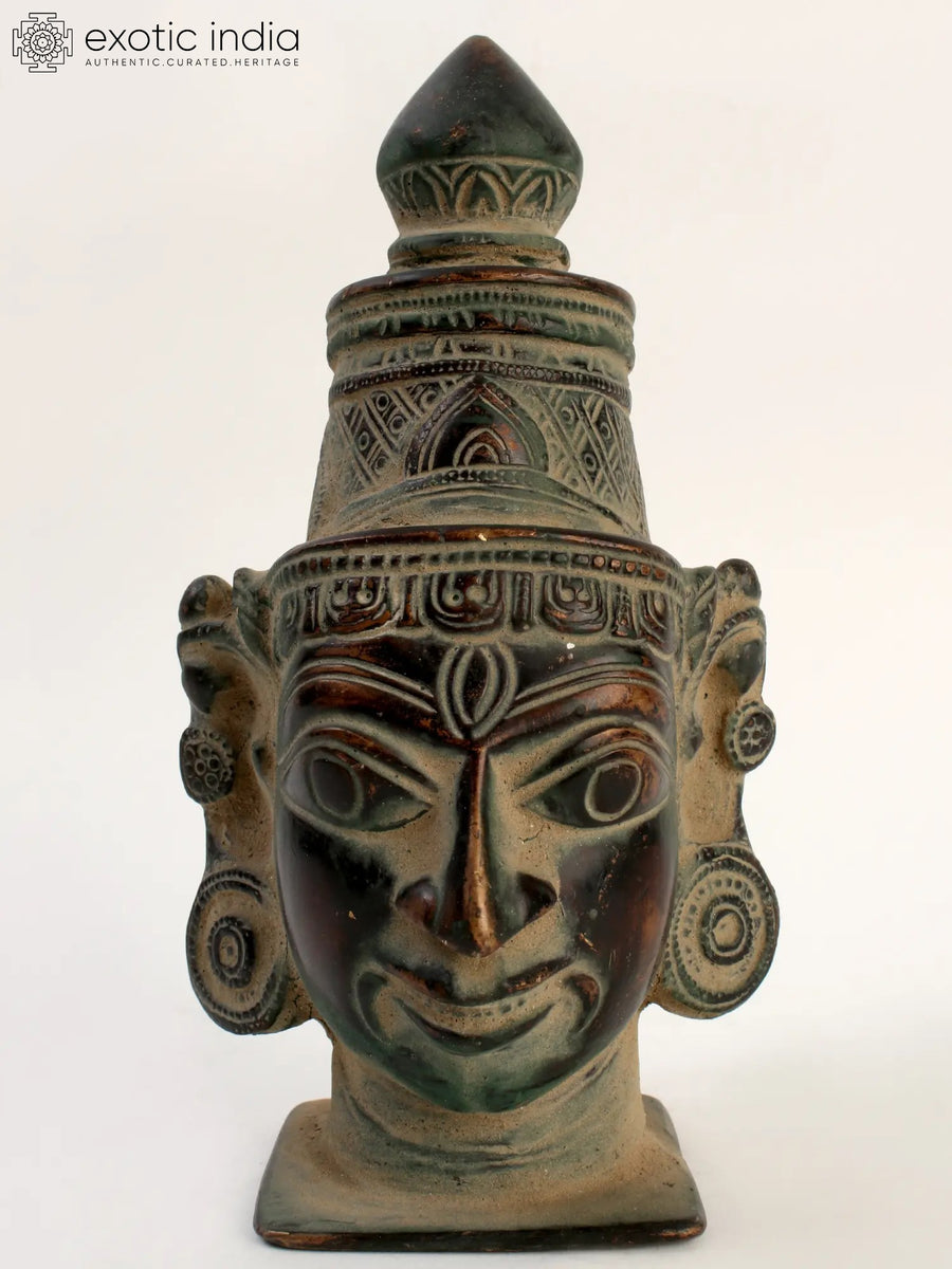 6" Lord Shiva Head Brass Statue for Pooja
