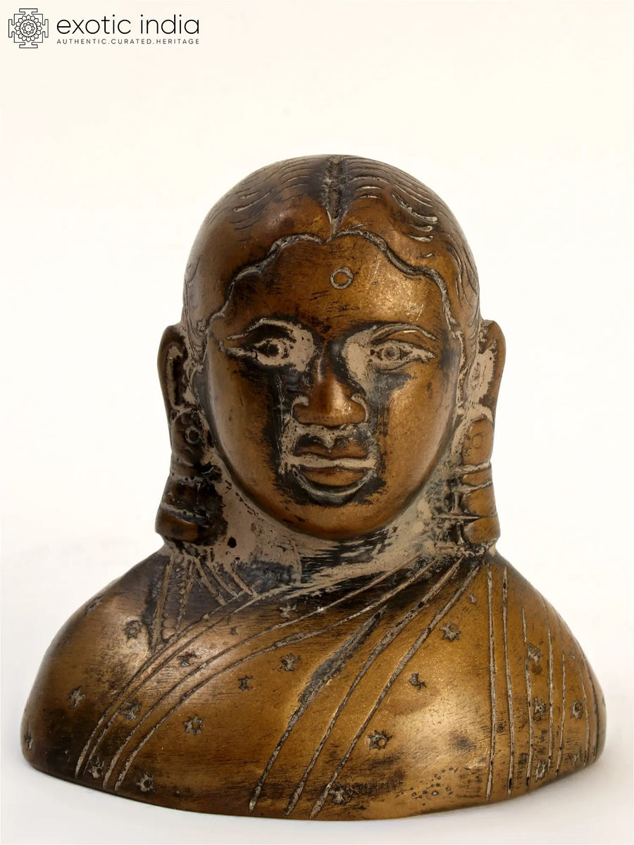 2" Small Woman with Hair Bun Brass Statue Handmade