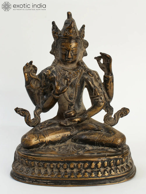 6" Green Tara Brass Statue - Tibetan Buddhist Goddess